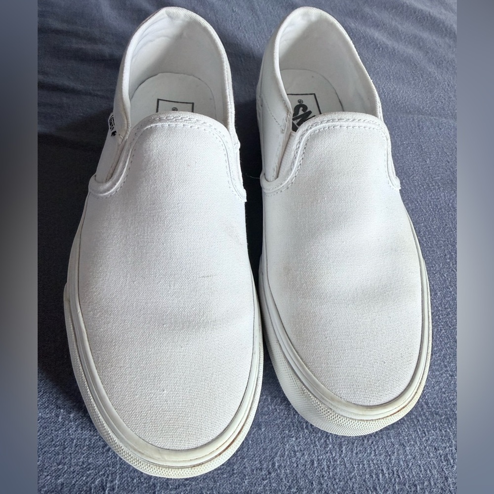 Vans White Slip-On Canvas Shoes